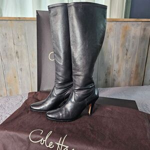 Cole Haun Nike Air Black Knee High Designer Sexy Leather Boots  size 9AA